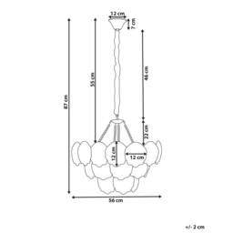 Wyld and Coco Glamour Lighting 56cm Brass-Toned Iron and Frosted Glass Chandelier in Bronze - thumbnail 3