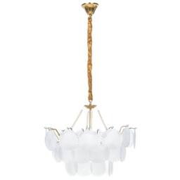 Wyld and Coco Glamour Lighting 56cm Brass-Toned Iron and Frosted Glass Chandelier in Bronze - thumbnail 4
