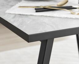 FurnitureboxUK Carson Square White Marble Effect Dining Table with Black Legs - thumbnail 4