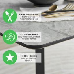 FurnitureboxUK Carson Square White Marble Effect Dining Table with Black Legs - thumbnail 9