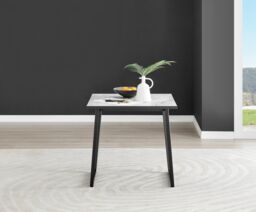 FurnitureboxUK Carson Square White Marble Effect Dining Table with Black Legs - thumbnail 2