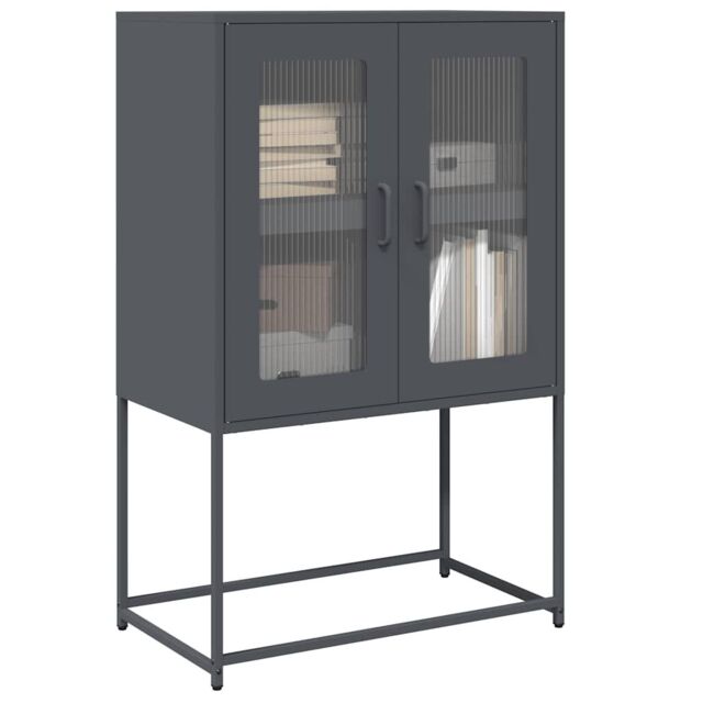 Berkfield Home Highboard Anthracite 68x39x107 cm Steel in Black - Size: 68 x 39 x 107 cm - image 1