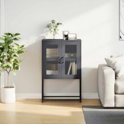 Berkfield Home Highboard Anthracite 68x39x107 cm Steel in Black - Size: 68 x 39 x 107 cm - thumbnail 4