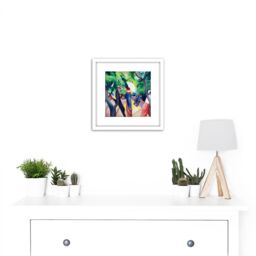 Artery8 Macke August Promenade Painting 8X8 Inch Square Wooden Framed Wall Art Print Picture with Mount in White - thumbnail 2