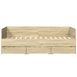 Berkfield Home Daybed with Drawers without Mattress Sonoma Oak 90x190 cm Single in Brown - thumbnail 4