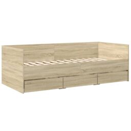 Berkfield Home Daybed with Drawers without Mattress Sonoma Oak 90x190 cm Single in Brown - thumbnail 3