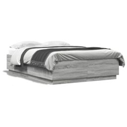 Berkfield Home Bed Frame with LED without Mattress Grey Sonoma 160x200 cm - thumbnail 5