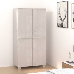 Berkfield Home Wardrobe HAMAR White 89x50x180 cm Solid Wood Pine - Size: 89 x 50 x 180 cm - thumbnail 1