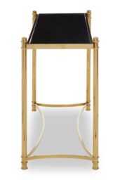 Orsina Modern & Sleek Black Console Table, Spacious Glass Topped Console Table For Hallways, Decorative Table in Gold - thumbnail 3