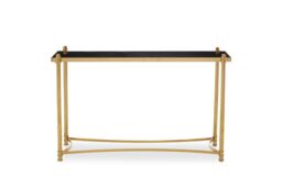 Orsina Modern & Sleek Black Console Table, Spacious Glass Topped Console Table For Hallways, Decorative Table in Gold - thumbnail 6