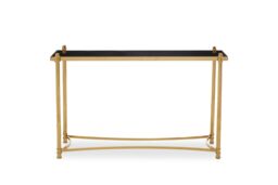 Orsina Modern & Sleek Black Console Table, Spacious Glass Topped Console Table For Hallways, Decorative Table in Gold