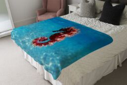Benjamin Tate Design Mediterranean Seahorse Designer Blanket in Natural - Size: 120 cm x 150 cm - thumbnail 4