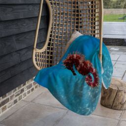 Benjamin Tate Design Mediterranean Seahorse Designer Blanket in Natural - Size: 120 cm x 150 cm - thumbnail 3