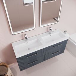 Balterley Wall Hung 4 Drawers Vanity Unit- Double Basin 1200mm, Satin Dark Grey - thumbnail 3