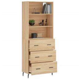 Berkfield Home Highboard Sonoma Oak 69.5x34x180 cm Engineered Wood in Light Tan