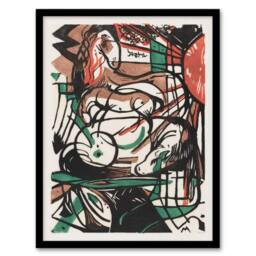 Artery8 Franz Marc Framed Wall Art The Birth of Horses Abstract Painting in White - Size: A4 - thumbnail 1