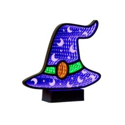 Garden Greatness Witch Hat LED Infinity Mirror Halloween Decor in Purple - Size: 1 Pack - thumbnail 2