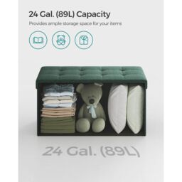 SONGMICS Medium Storage Ottoman Bench Folding Foot Rest End Bed Easy Assembly in Bottle Green - thumbnail 4