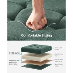 SONGMICS Medium Storage Ottoman Bench Folding Foot Rest End Bed Easy Assembly in Bottle Green - thumbnail 3