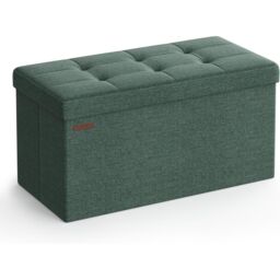 SONGMICS Medium Storage Ottoman Bench Folding Foot Rest End Bed Easy Assembly in Bottle Green - thumbnail 6