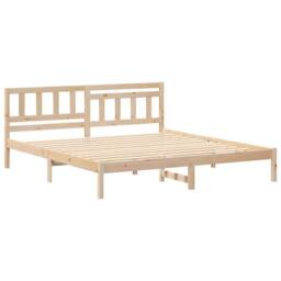 Berkfield Home Modern with Headboard Brown 200 x 200 cm Solid pine wood in Natural - thumbnail 3