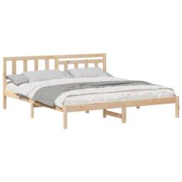 Berkfield Home Modern with Headboard Brown 200 x 200 cm Solid pine wood in Natural - thumbnail 1