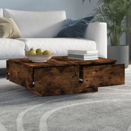 Berkfield Home Coffee Table Smoked Oak 90x60x31 cm Engineered Wood in Brown - Size: 90 x 60 x 31 cm - thumbnail 3