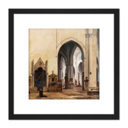 Artery8 Hansen Interior St Maria Minerva Rome Painting 8X8 Inch Square Wooden Framed Wall Art Print Picture with Mount in Black - thumbnail 1
