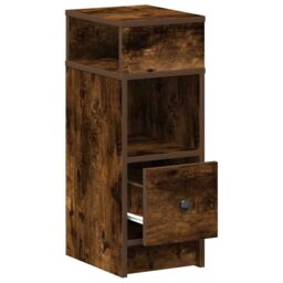 Berkfield Home Bedside Cabinet with Drawer Smoked Oak 25x31x66 cm in Brown - Size: 25 x 31 x 66 cm - thumbnail 5