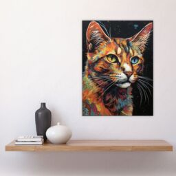 Artery8 The Cats Eyes By Amy Longford Tortoiseshell Modern Painting Heterochromia Acrylic Large Wall Art Poster Print Thick Paper 18X24 Inch - thumbnail 4