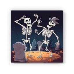 "Warren Reed - Designer Skeletons Dancing Canvas in Black - Size: W30"" x H30""" - thumbnail 2