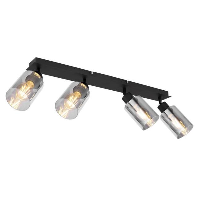 Netlighting Hadera Ceiling Spotlight Bar Matt Black Smoke Glass Shade 4x E27 - image 1