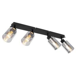 Netlighting Hadera Ceiling Spotlight Bar Matt Black Smoke Glass Shade 4x E27 - thumbnail 1