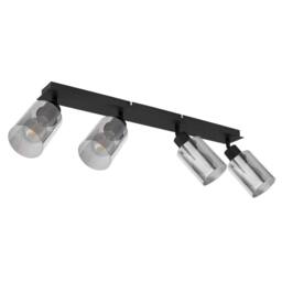 Netlighting Hadera Ceiling Spotlight Bar Matt Black Smoke Glass Shade 4x E27 - thumbnail 2