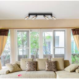 Netlighting Hadera Ceiling Spotlight Bar Matt Black Smoke Glass Shade 4x E27 - thumbnail 6