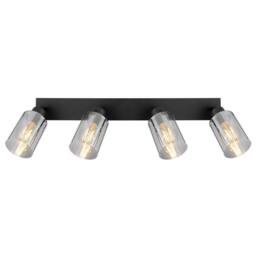 Netlighting Hadera Ceiling Spotlight Bar Matt Black Smoke Glass Shade 4x E27 - thumbnail 3