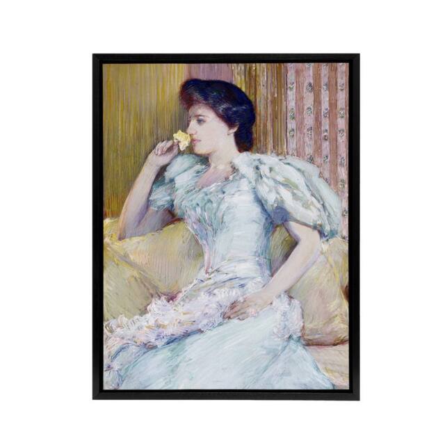 "Artery8 Actress Lillie Langtry Portrait Painting Hassam Framed Canvas Wall Art - Size: W12"" x H16""" - image 1