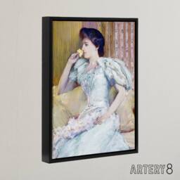 "Artery8 Actress Lillie Langtry Portrait Painting Hassam Framed Canvas Wall Art - Size: W12"" x H16""" - thumbnail 2