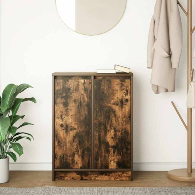 Berkfield Home Sideboard Smoked Oak 57x34x76 cm Engineered Wood in Brown - Size: 57 x 34 x 76 cm - image 1
