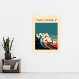 "Artery8 Wall Art Print The Seaside Calls Troon Beach Scotland UK Modern Woman of the Waves Sea Siren Ocean Poster in Blue - Size: W18"" x H24""" - thumbnail 4