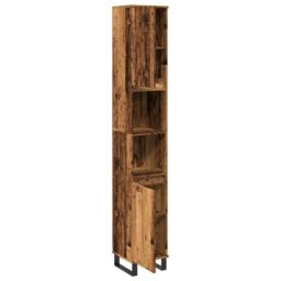 Berkfield Home Bathroom Cabinet Old Wood 30x30x190 cm Engineered Wood in Brown - Size: 30 x 30 x 190 cm - thumbnail 7