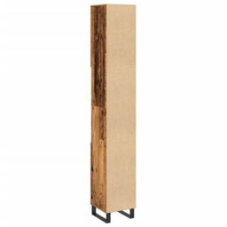 Berkfield Home Bathroom Cabinet Old Wood 30x30x190 cm Engineered Wood in Brown - Size: 30 x 30 x 190 cm - thumbnail 6
