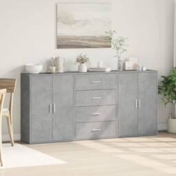 Berkfield Home Sideboards 3 pcs Concrete Grey 60x31x84 cm Engineered Wood - Size: 60 x 31 x 84 cm - thumbnail 1