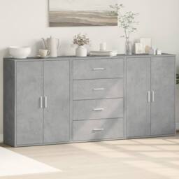 Berkfield Home Sideboards 3 pcs Concrete Grey 60x31x84 cm Engineered Wood - Size: 60 x 31 x 84 cm - thumbnail 2