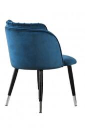 Life Interiors Single Milano Velvet Dining Chair with Stylish Ribbed Back Design, Black Metal Legs with Silver Tips in Blue - thumbnail 4