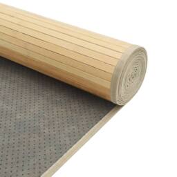 Berkfield Home Rug Square Light Natural100x100 cm Bamboo in Beige - Size: Medium - thumbnail 5