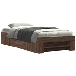 Berkfield Home Bed Frame without Mattress Brown Oak 75x190 cm Small Single Engineered Wood - thumbnail 2