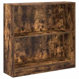 Berkfield Home Decorative Bookcase Smoked Oak 80x24x76 cm Engineered Wood in Brown - Size: 80 x 24 x 76 cm - thumbnail 3
