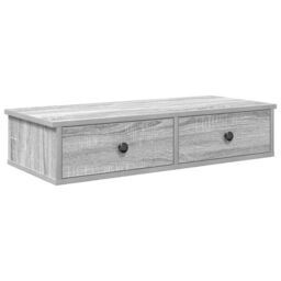 Berkfield Home Wall Shelf with Drawers Grey Sonoma 80x31x17 cm Engineered Wood - Size: 80 x 31 x 17 cm - thumbnail 2