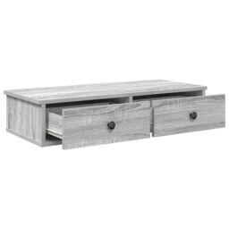 Berkfield Home Wall Shelf with Drawers Grey Sonoma 80x31x17 cm Engineered Wood - Size: 80 x 31 x 17 cm - thumbnail 7